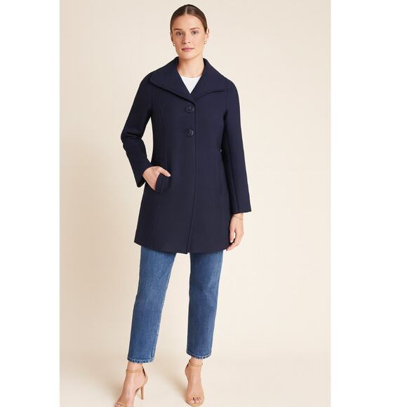Anthropologie Wellesley Pleated Peacoat Medium Blue NWT - Picture 1 of 6